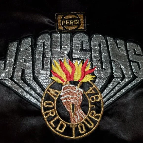 THE JACKSON 5 1984 WORLD TOUR UPSTREAM SATIN BUTTON UP JACKET LARGE